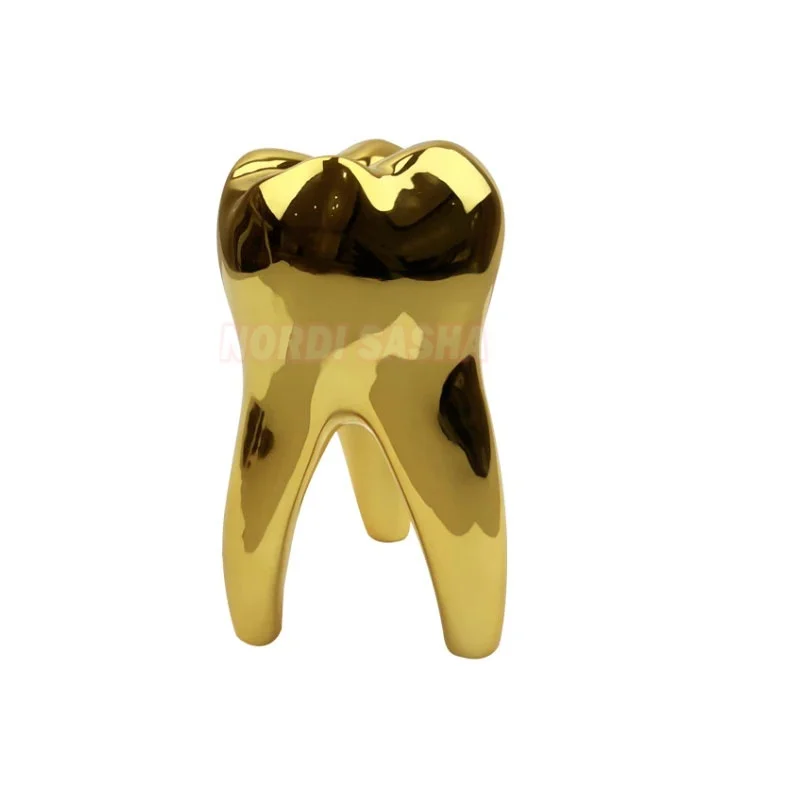 1Pcs Dental Golden Tooth Model Decoration Models Dental clinic ornaments decorations Dentist Desktop Decoration Gold Tooth Model