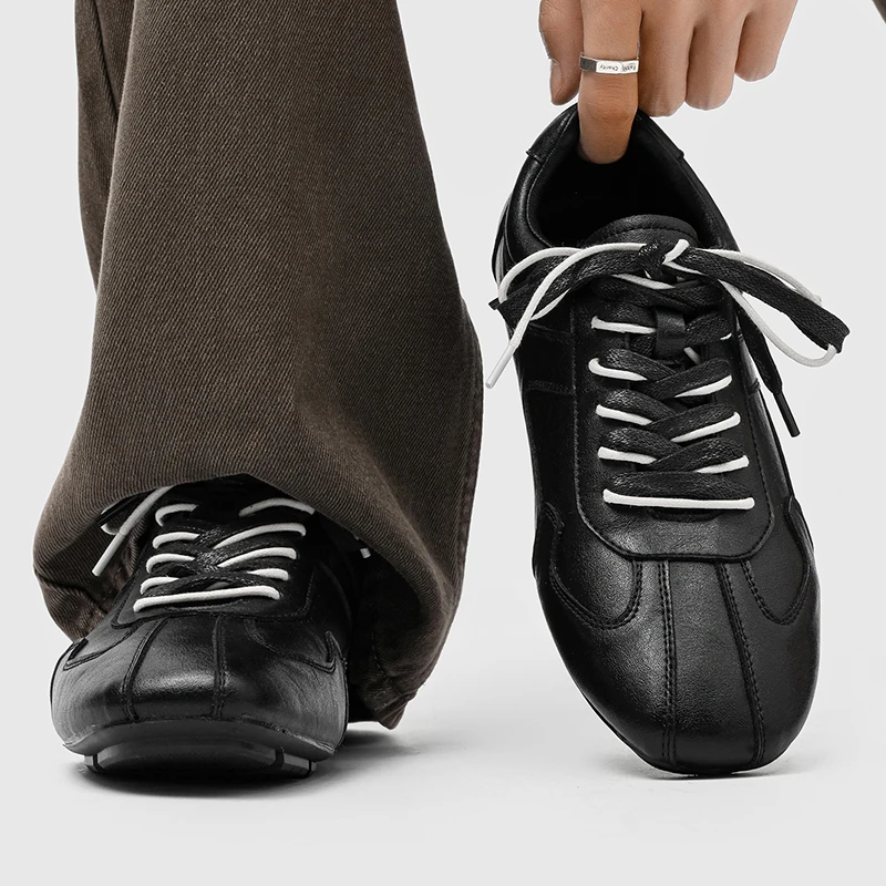 Men's German Genuine Leather Shoes New Casual Sneakers Large Size Flat British Style Derby Shoes For Men