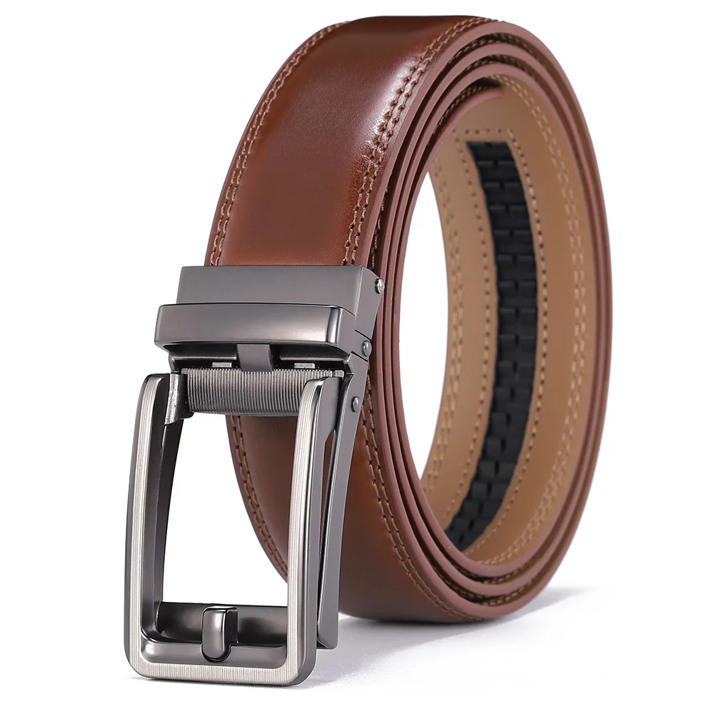 حزام جلد البقر للرجال بطبقتين 2025 - إبزيم تلقائي، حزام خصر عالي الجودة للأعمال والترفيه للاستخدام الرسمي والمتنظري