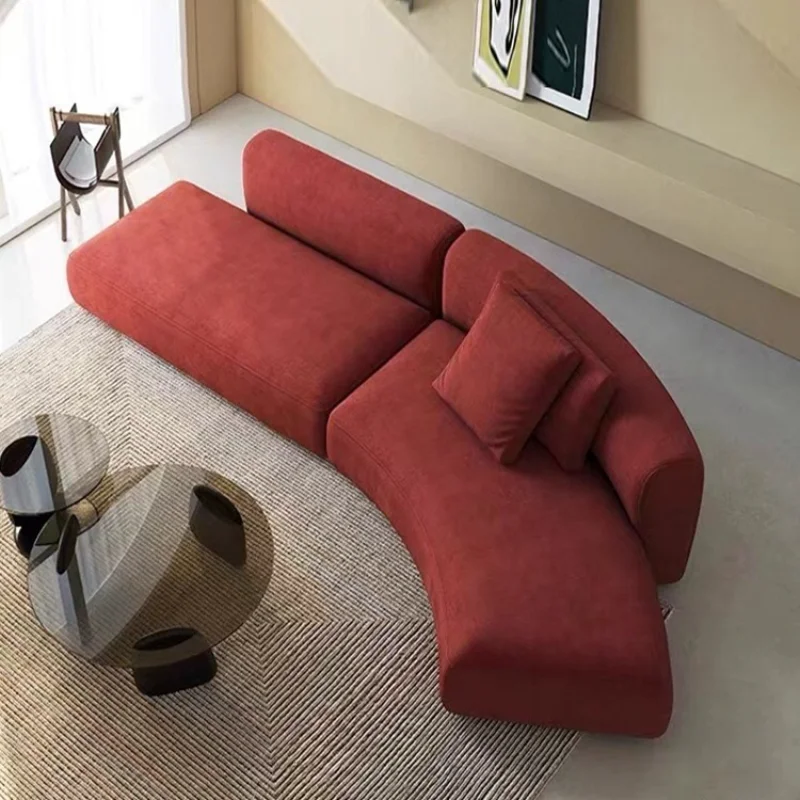 Special-shaped curved sofa Italian minimalist light luxury living room beauty salon fabric sofa combination designer size