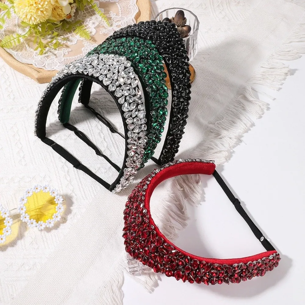 

Elegant Headwear Rhinestone Crown European Style Wide Edge Princess Party Headband Vintage Hairband Party