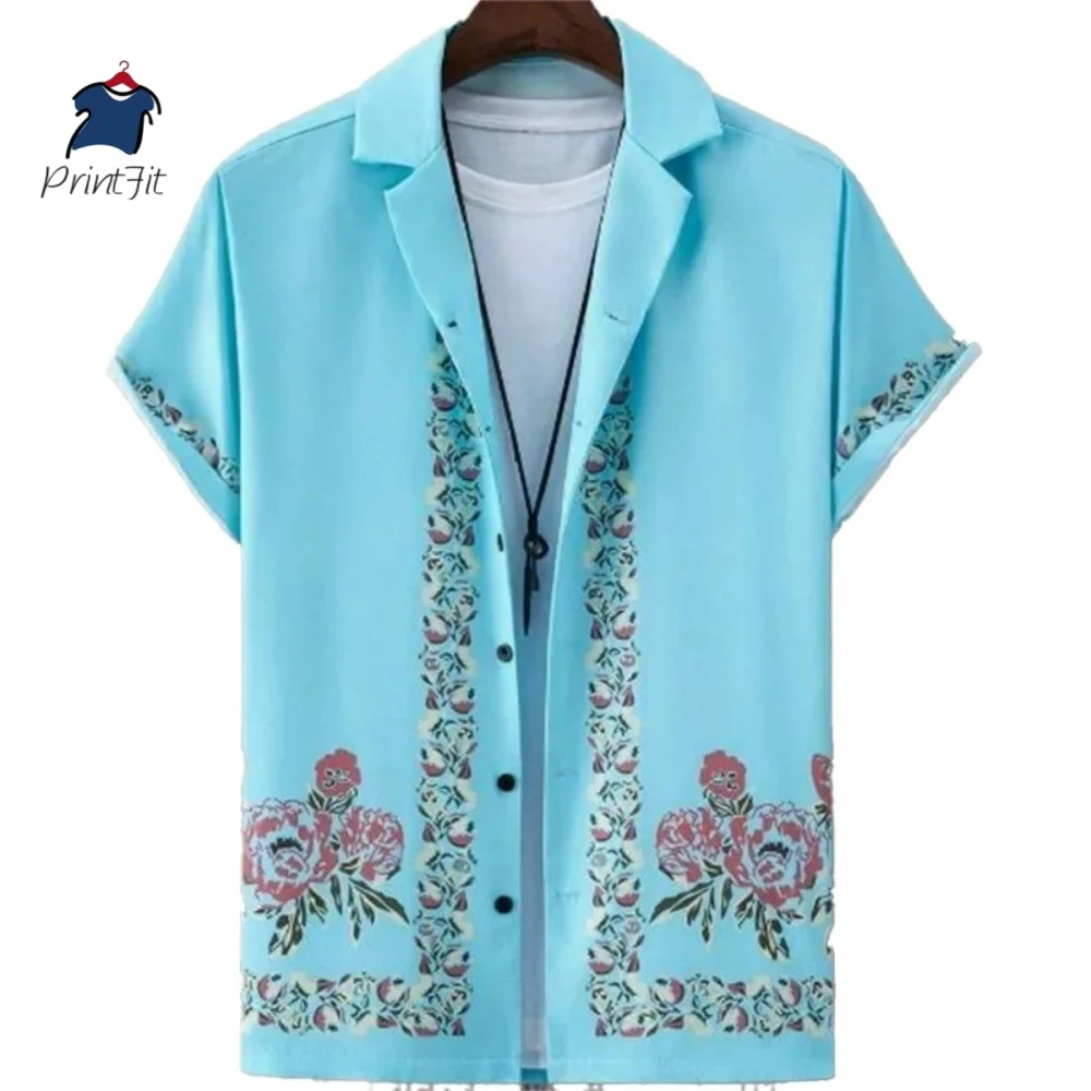 Hawaiian Men'S Shirt 3d Flower&Text Printing Beach Party Sweatshirt Loose Oversized Shirt And Blouse High-Quality Men'S Clothing