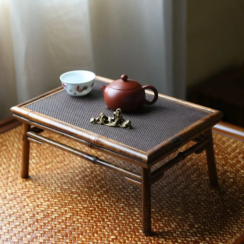 

Rock small tea table, rattan mat surface tea set storage tea table, small coffee table, tatami cup holder, fireplace