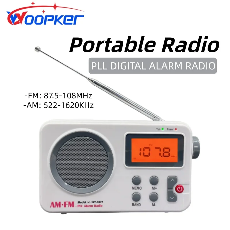 Portable Radio FM Radio Supports Bluetooth AM/FM Speaker with LCD Digital Display Alarm Clock Scheduler Suitable for Home