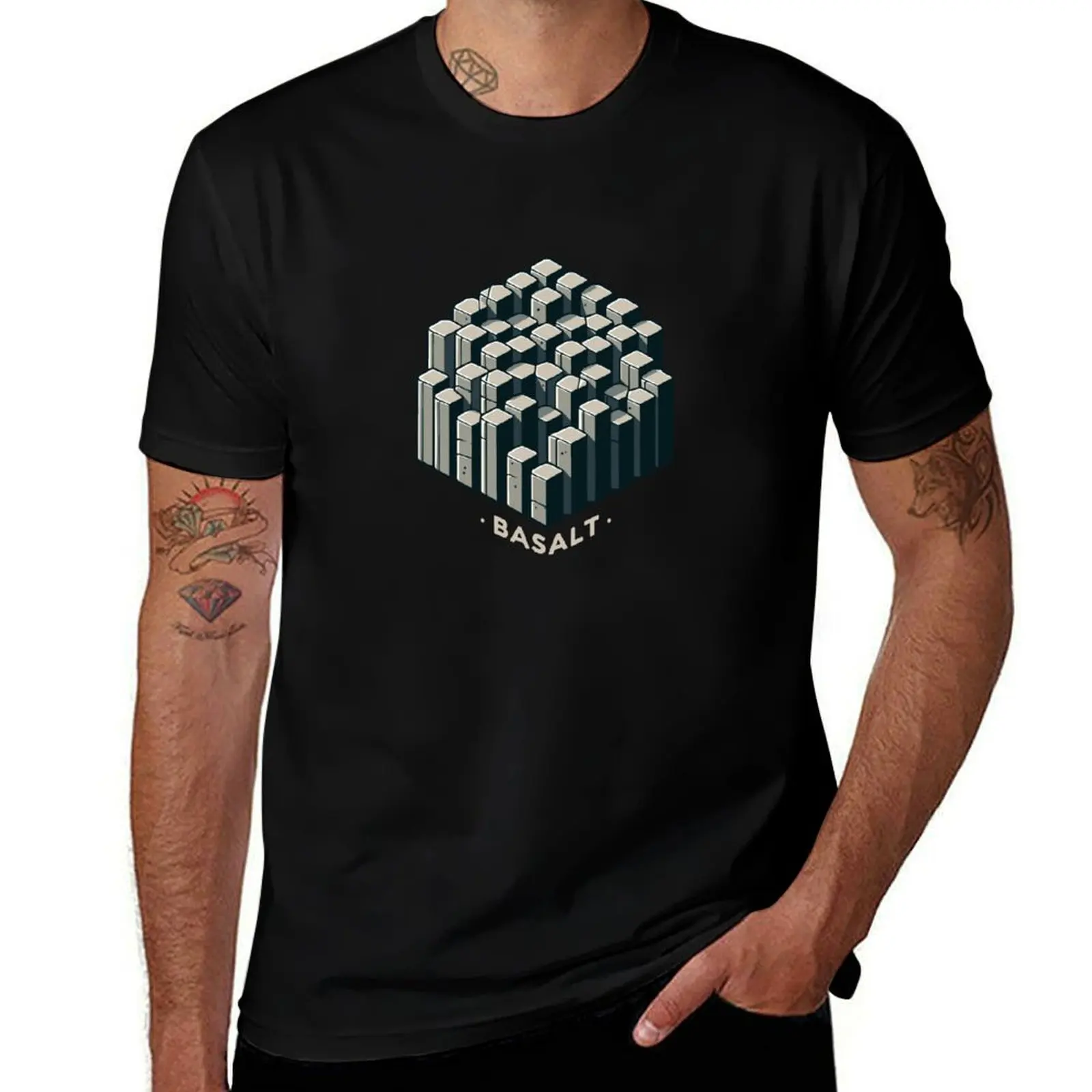 Basalt Columns Cube Isometric T-Shirt Sport Basic Moisture Wicking Tee T-Shirt