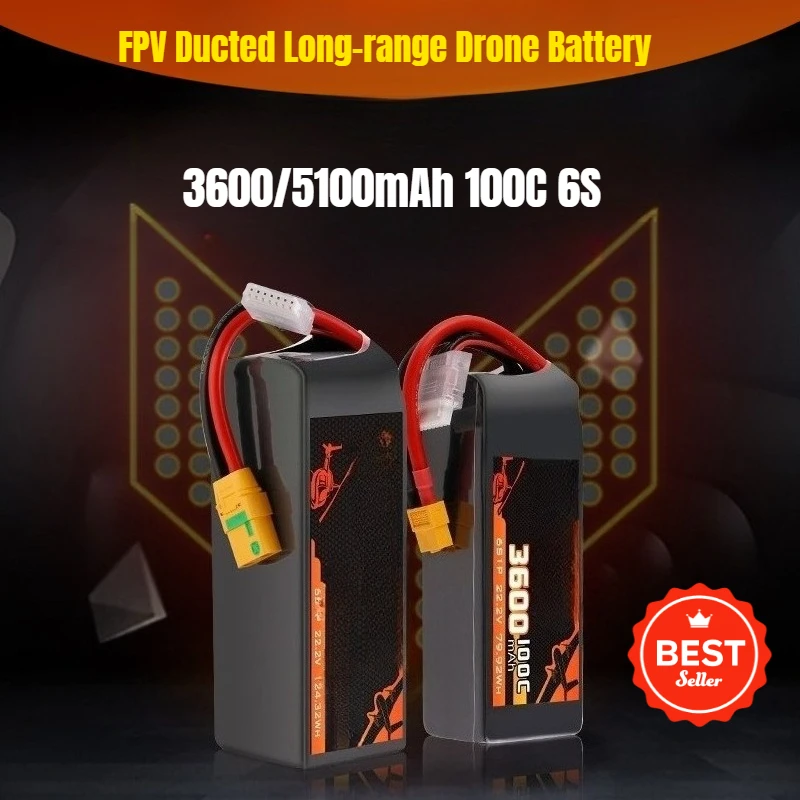 

3600/5100mAh 100C 6S FPV Ducted Long-range Drone Battery