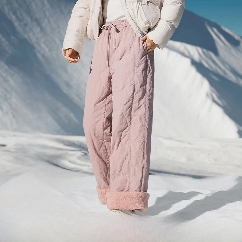 

Winter Outdoor Anti-Cold 90 Du down Filling Loose Fit Youth Casual Long Pants Straight Leg Thermal Durable Water-Resistant