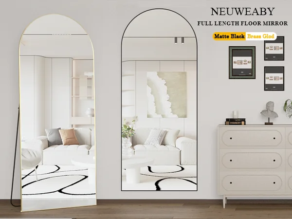 180 * 62cm Bogenförmiger Übergroßer Ganzkörperspiegel, Schlafzimmer-Standspiegel mit Ständer, Stehender Spiegel fürs Schlafzimmer – Detail 1