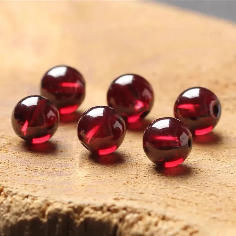 Wine Red Garnet Scattered Beads round Beads Handmade DIY Accessories Beads Women\'s Single Bracelet Natural Crystal Bracelet Genu