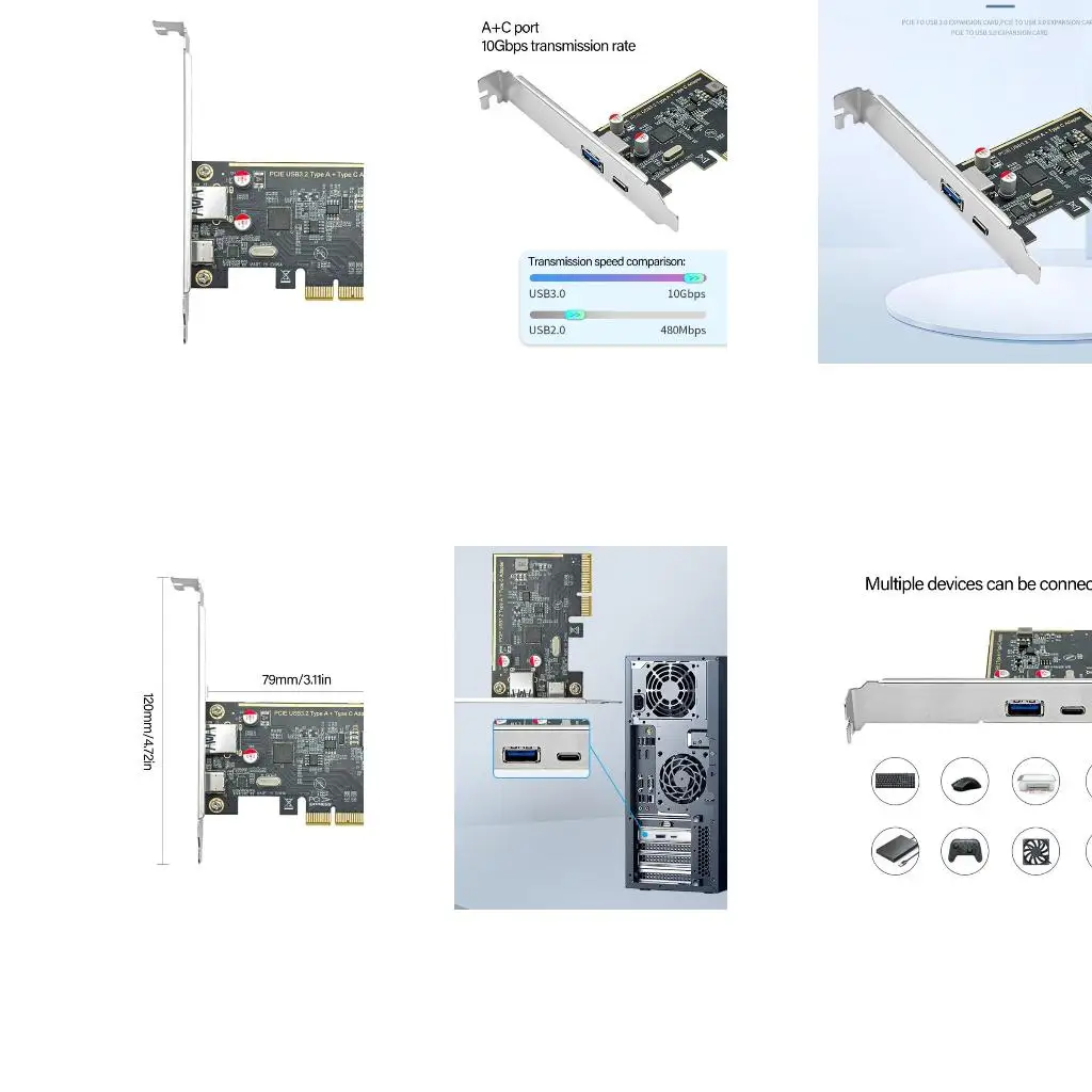 

PCIe to USB 3.1 Expansion Card Featuring ASM1142 Chip for Fast Speed Data Transfer and Device Connection A4WF