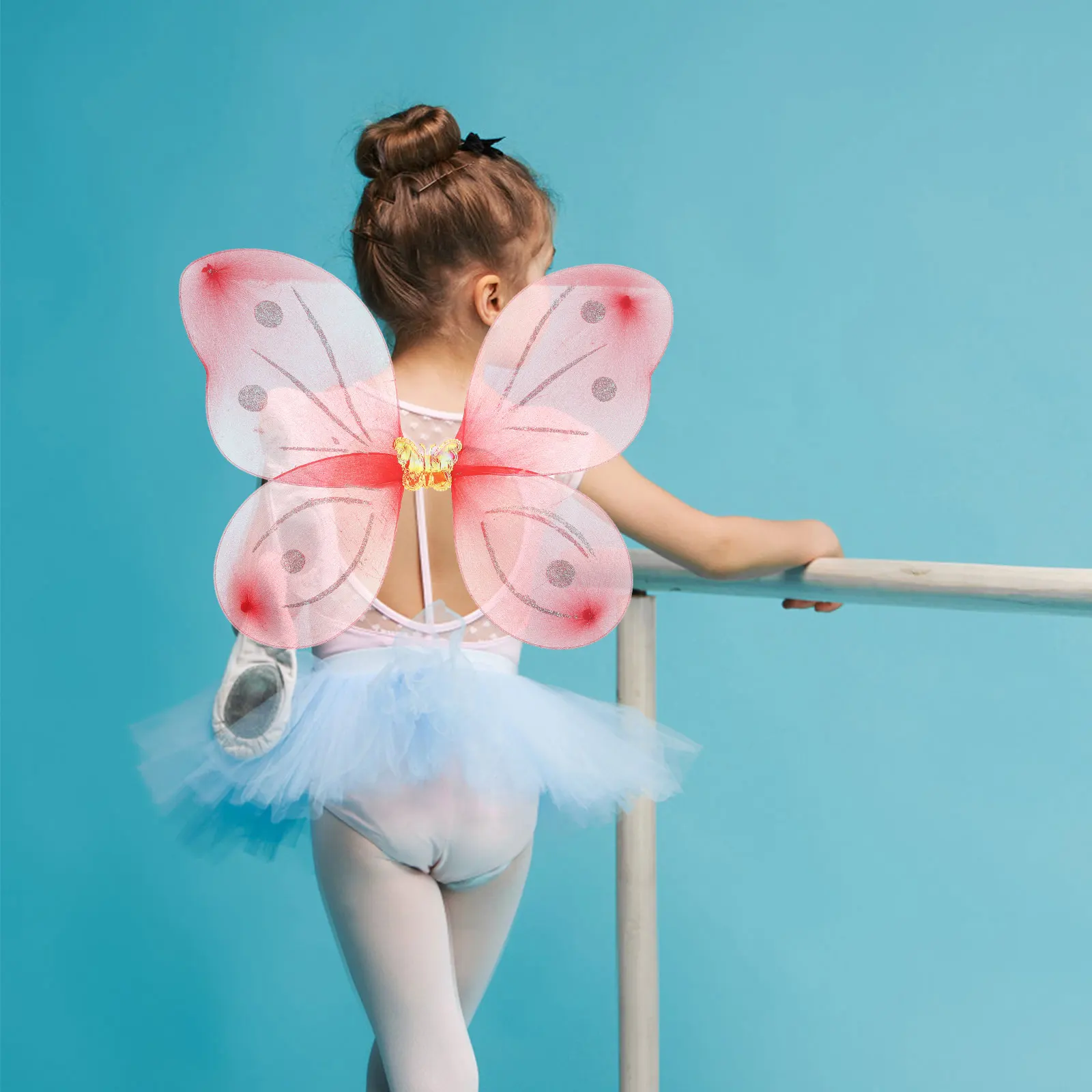 

4Pcs Butterfly Wings Girls Fairy Costume Kids Prop Party Supplies Photo Role Play Cosplay Christmas New Year Decor