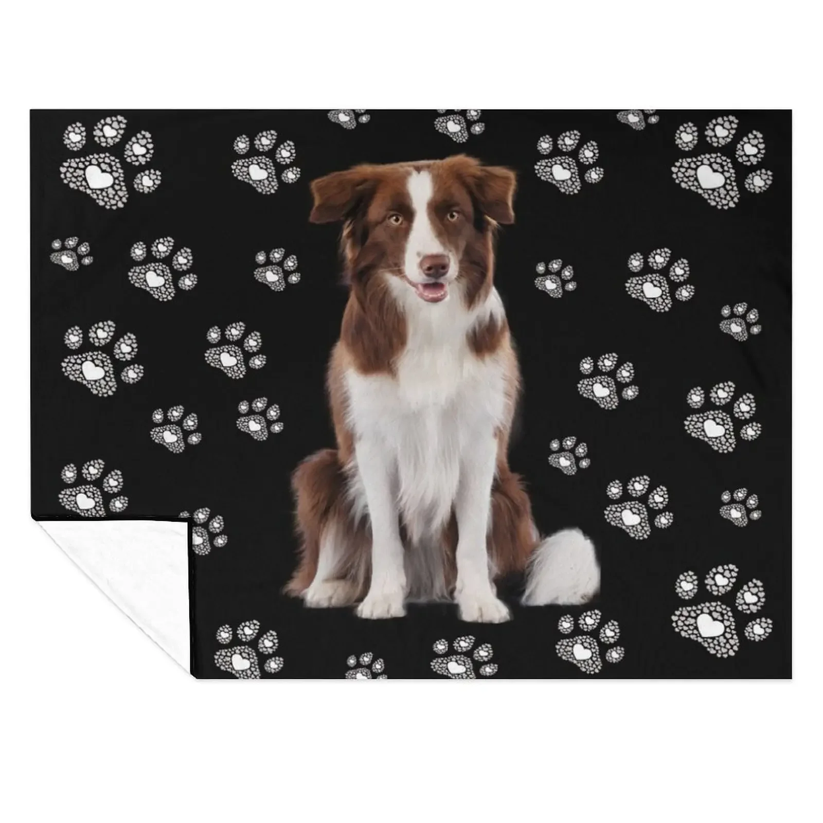 

Brown white border collie, dog with paws, paws, mask Throw Blanket Heavy heavy to sleep Plush christmas decoration Blankets