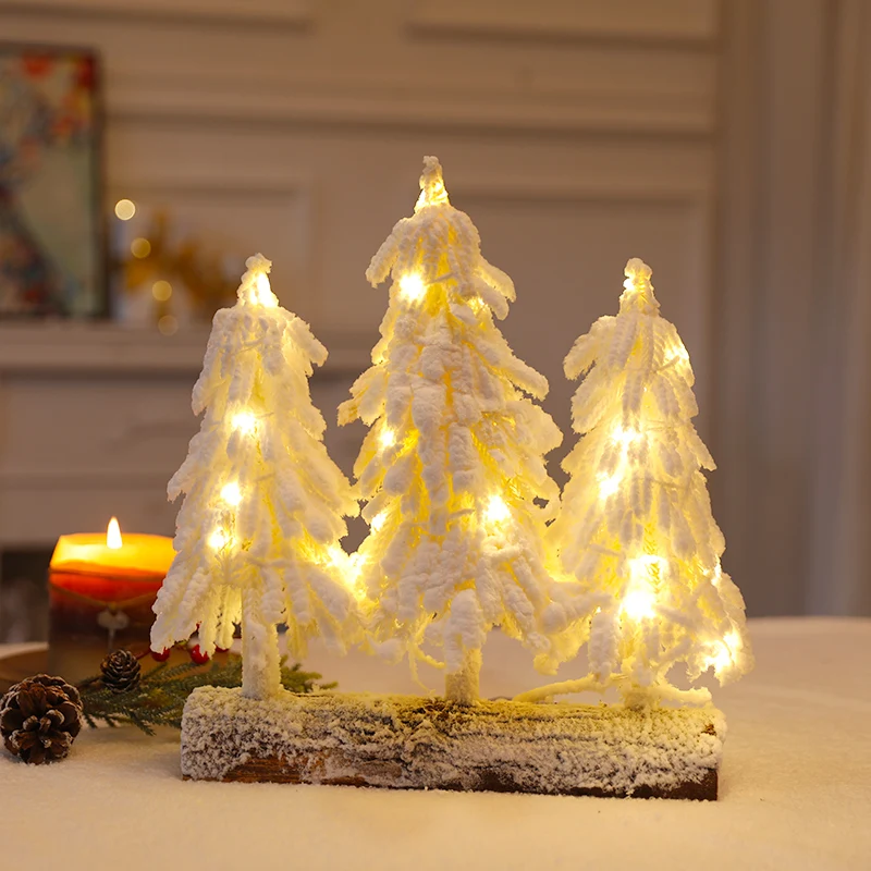 Desktop Led White Christmas Tree With Lights To Dress Up Snow Tree Christmas Ornaments Home Holiday Xmas Tables Decoration