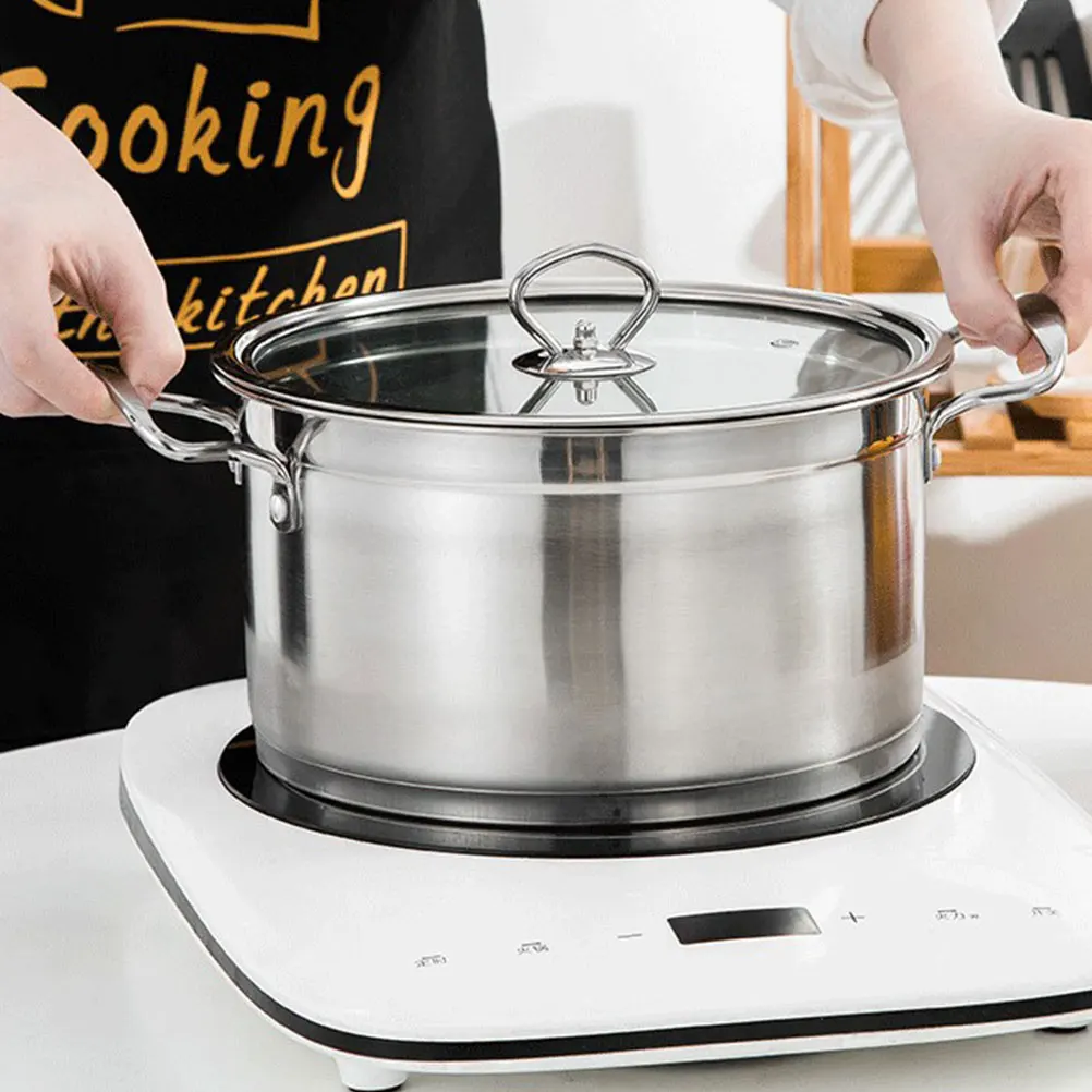 

Stainless Steel Single Base Soup Pot Small Pots Steam Lid Silver Hot Cooking Kitchen Stock Practical Multi-functional