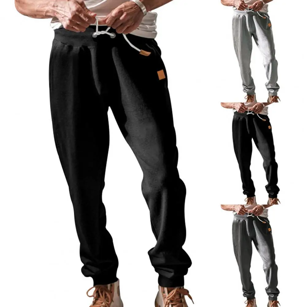 Calça de moletom cinza solta masculina, calça casual para fitness, roupa esportiva de corrida com bolsos, calça jogger, outono e inverno 2023