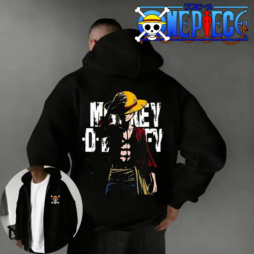 Anime une pièce Luffy veste à capuche avec fermeture éclair hommes femmes sweat Streetwear dessin animé imprimé décontracté à manches longues haut automne Y2k
