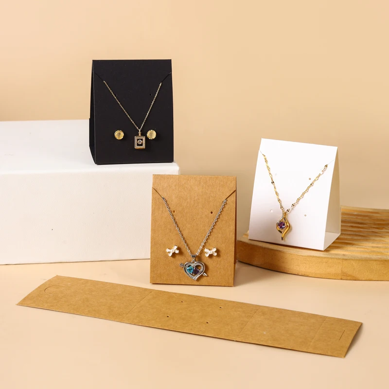 

20 Pcs Kraft Paper Display Stands Foldable Necklaces Display 2 Pair Earrings Holder for Jewelry Store Packaging Small business