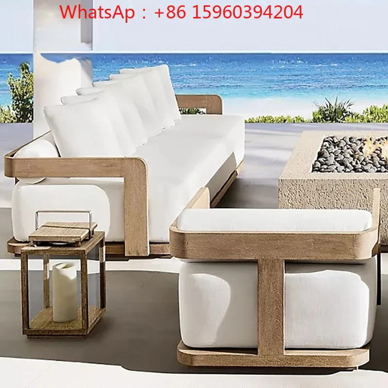 

Sofa cover American teak sofa balcony garden modern combination leisure aluminum alloy outdoor