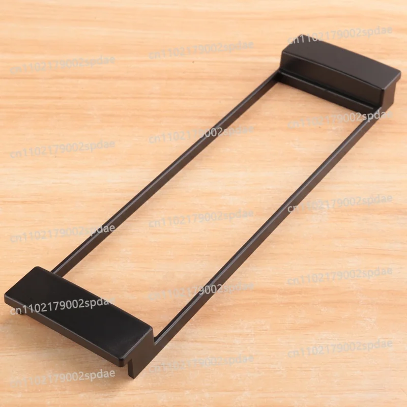 Black Double Towel Bar Wall Mount Bathroom Towel Holder Stainless Steel Bath Storage Rack