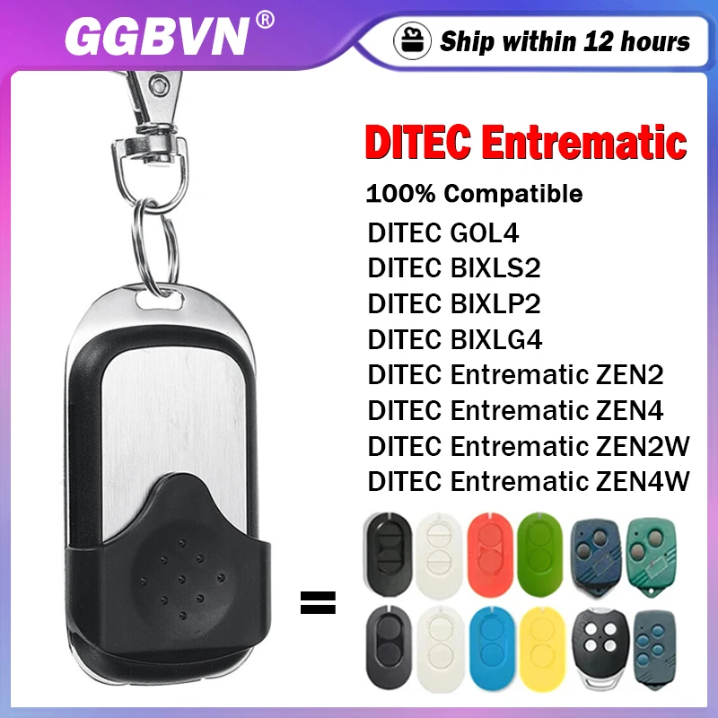 

For DITEC Entrematic ZEN 2 4 ZEN2 ZEN4 ZEN2W ZEN4W Garage / Gate Remote Control DITEC GOL4 BIXLG4 BIXLP2 433.92MHz Gate Opener