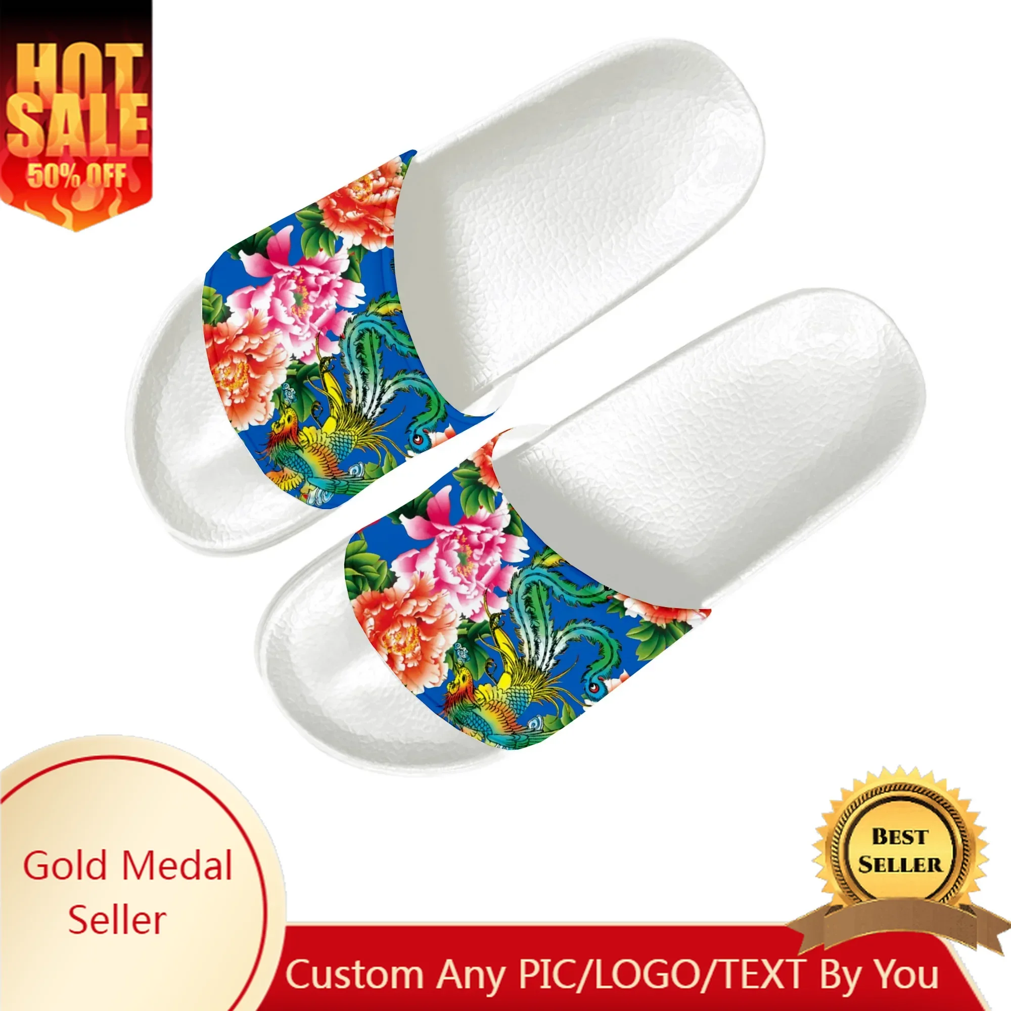 

Northeast Big Flower Pattern Slippers Home Water Shoes Men Women Teenagers Beach Pool Sandals Custom Summer Slipper