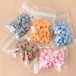 20pcs/bag Cute Cartoon Bear Nail Charms 13X18mm Small Resin Bear Pink/Blue/Orange/Brown 3D Kawaii Bear Nail Charm for Nail Decor