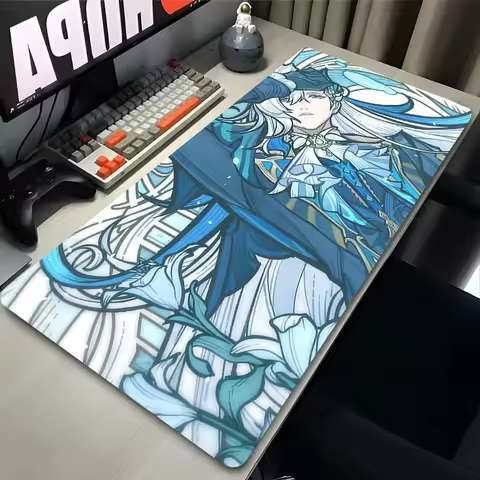 Genshin Impact Neuvillette Mouse Pad PC Anime Water Dragon Keyboard Rug XXL Gamer Cabinet Mousepad Laptop Flower Gaming Desk Mat