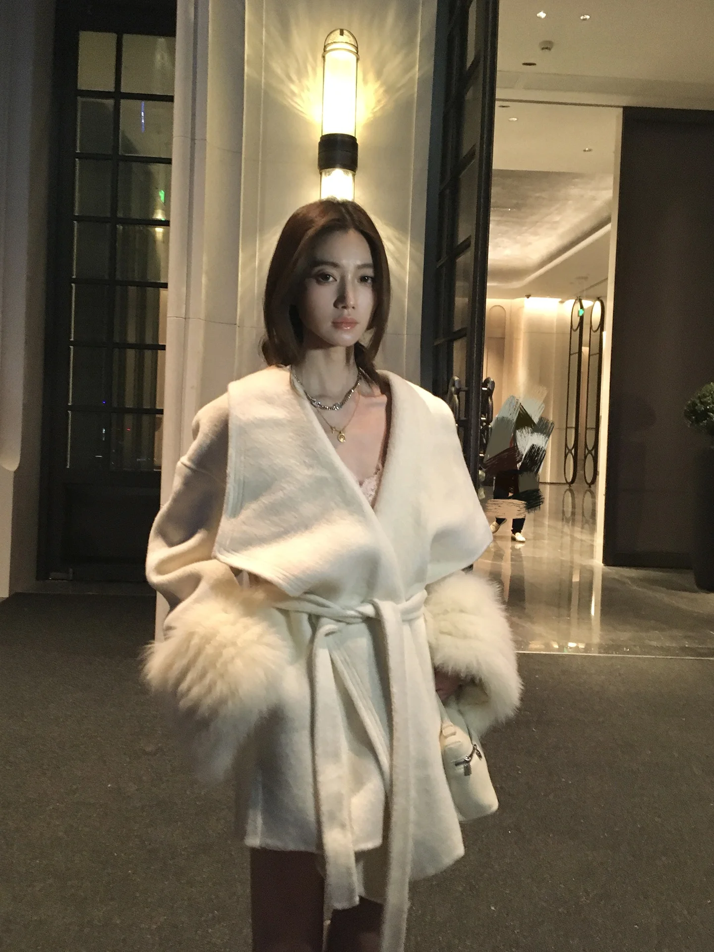 

Двустороннее шерстяное пальто Cunblvd для женщин: осенне-зимнее, приталенное, с поясом, элегантное, с длинными рукавами, стандартный крой, для повседневной носки