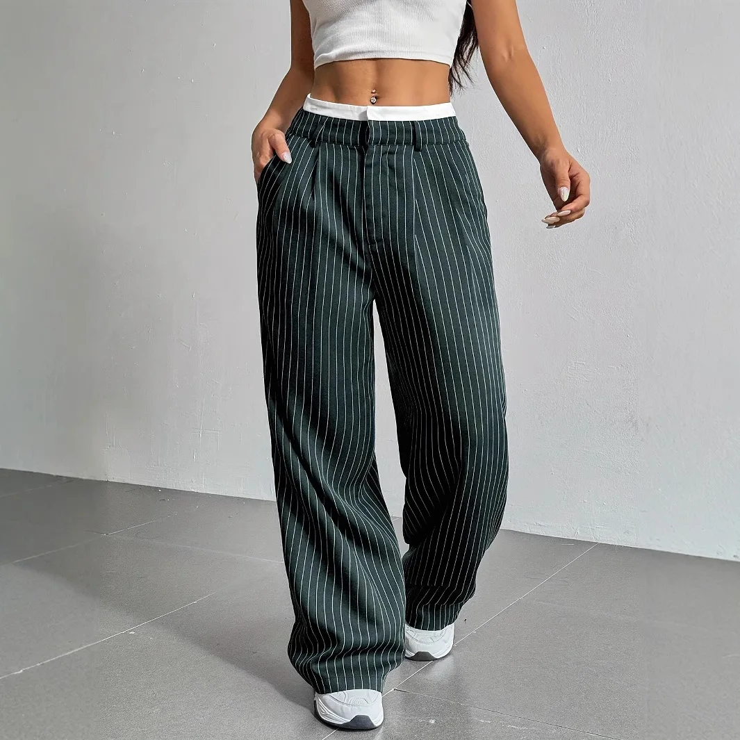 Casual Straight Leg Pants Women's New Sle High Waist Long Trousers Faionable Comfortable Fem Clothing Summer 2024