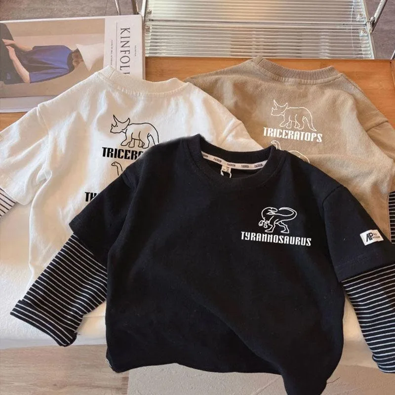 Kids Dino Print Layered Sweatshirt 1