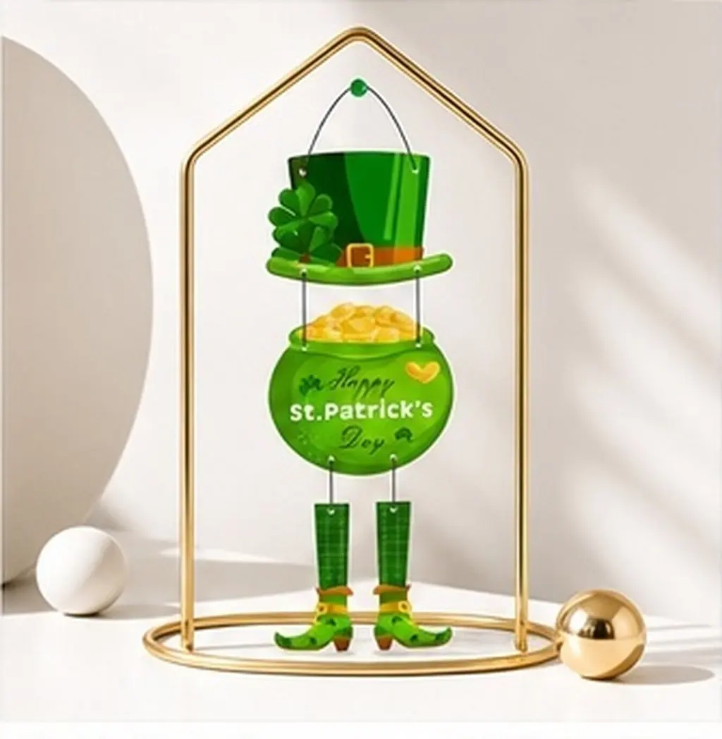 St. Patrick's Day Hanging Tag Shamrock Decorative Paper Sign with Lanyard for Front Door Wall Window Yard Home Party Outdoor