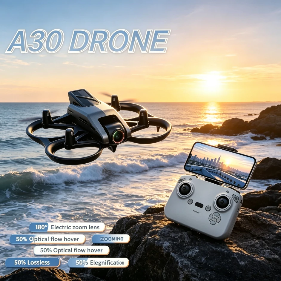 Original A30 Racing Drone 8KHD Camera Foldable Full Surround Protective Guardrail FPV Optical Flow Aerial Photography Quadcopter