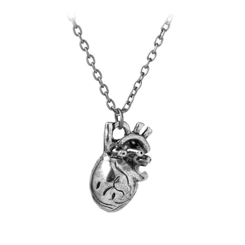 Vintage Anatomical Anatomy Heart Necklace Cardiac Atrium Love Bronze Silver Color Pendant Medical Biology Jewelry Men Wholesale