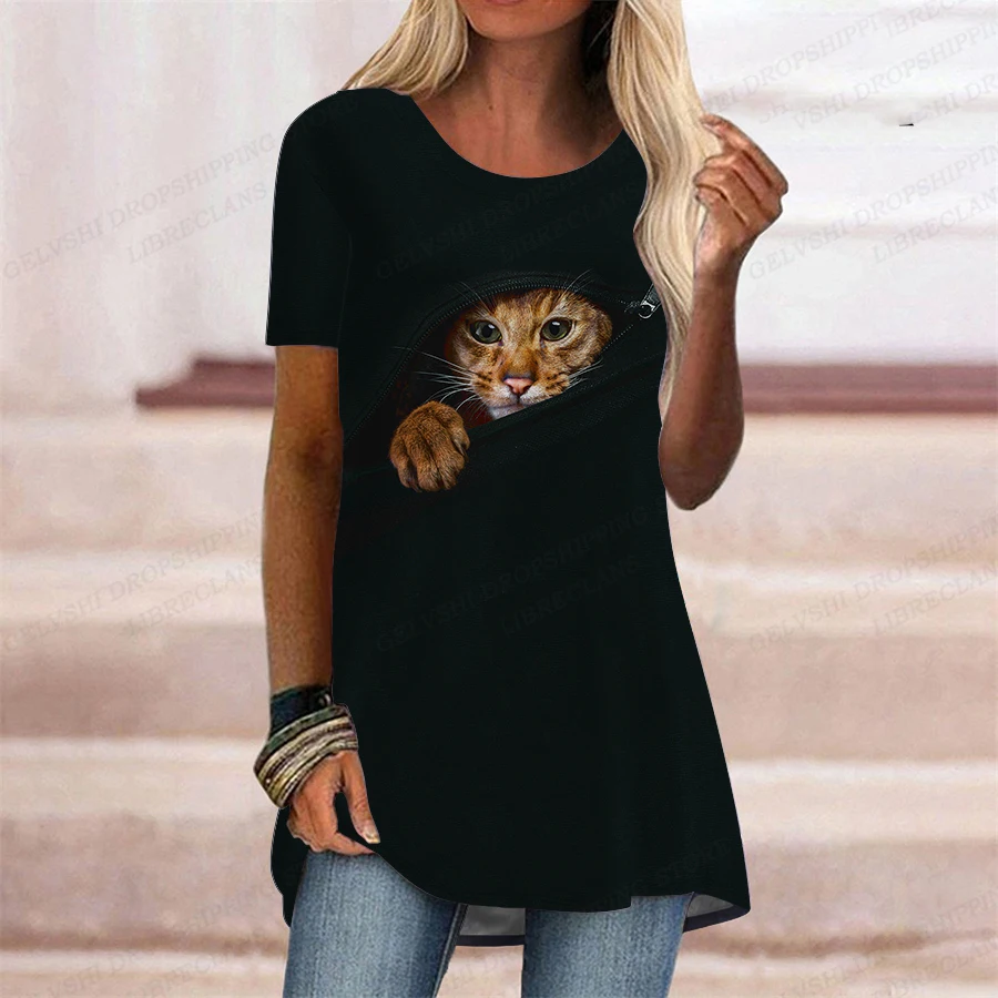 Funny Cat 3d Print T-shirt Women Fashion T-shirts casual Y2k Tshirt women's Clothing Animal T shirt Ladies Camisetas Femme