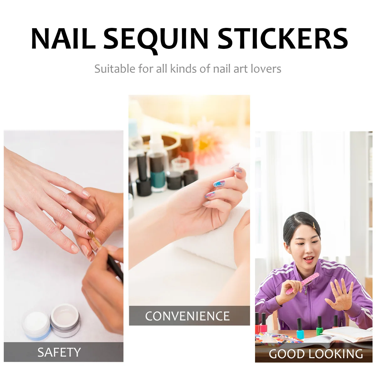 

12 Bottles Sequin Stickers Set Glitter Charms Star Decals Women Earth Tones Nail Art Supplies Creative For Events