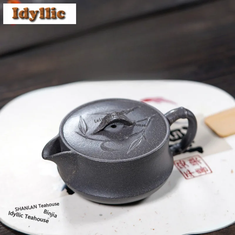140ml Retro Yixing Purple Clay Teapots Handmade Large Caliber Pot Raw Ore Livid Section Mud Kettle Zisha Tea Set Teaware Gifts