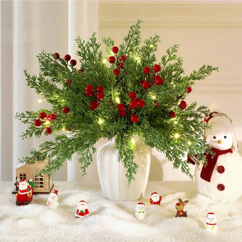 

50pcs Artificial Plants Holly Little Red Fruits New Year Christmas Tree Home Room Courtyard Decor Wedding Artistic Adorn Product