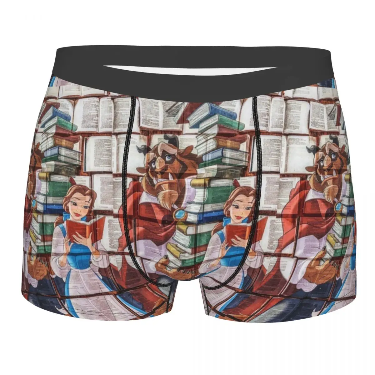 Cueca boxer personalizada da bela e a fera, cueca boxer estampada masculina, calcinha macia