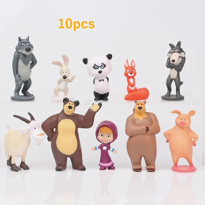10 Stück/Set Mascha Figuren Spielzeug Puppe Mascha Bär für Kinder