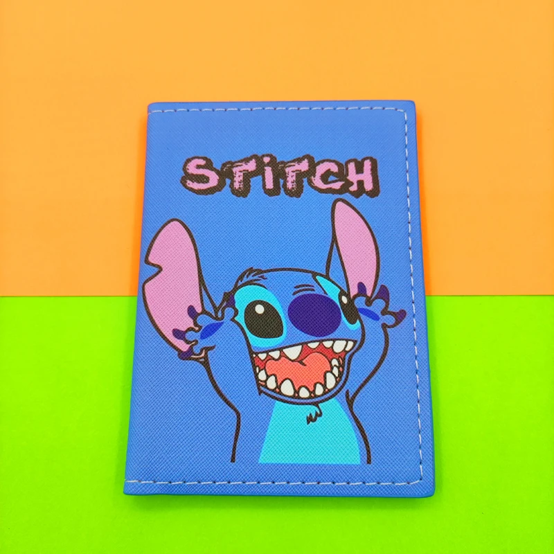 Disney Stitch Kids Passport Cover Cute Travel Passport Holder for Men Function Business Card Case with 3 card holders Slots