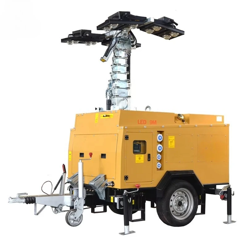 Chinese Manufacturer Light Tower Generator Silent Mobile Led Lamps Portable Light Tower Manual Hydraulic Type High Mast 7m/8m/9m