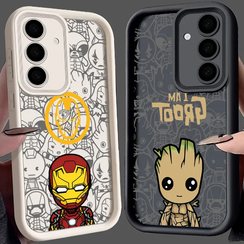 

Groot Phone Case For Samsung S25 S24 S23 Ultra 5G S22 S20 Plus S21 FE Marvel Hero Logo Ironman Cover Galaxy S25Ultra S24FE Funda