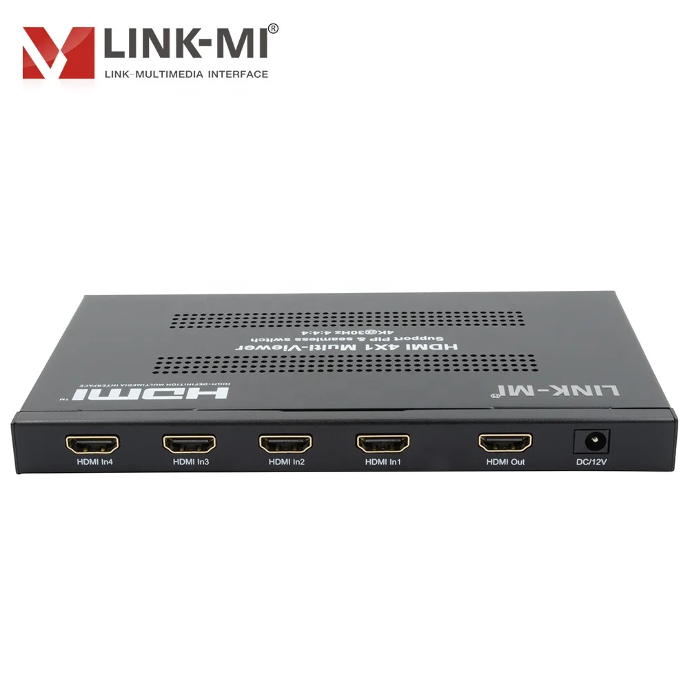 4x4 HDMI Matrix 4K30Hz Seamless Switching Support 4 Screen Division Quad View Splitter with IR Remote Control