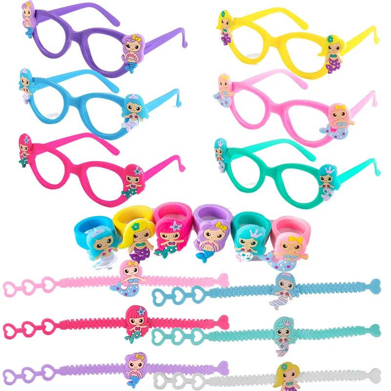 Mermaid Party Favors for girl Mermaid Princess Glasses Ring Slap Bracelet under the sea Little Mermaid Birthday Party decor