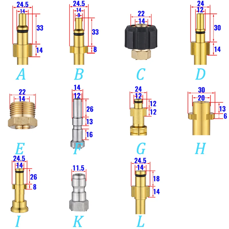 12 Adapters Foam Kettle Car Wash Foam Generator Foamer Lance Specialized Nozzle Pressure Washer For Karcher/Nilfisk etc