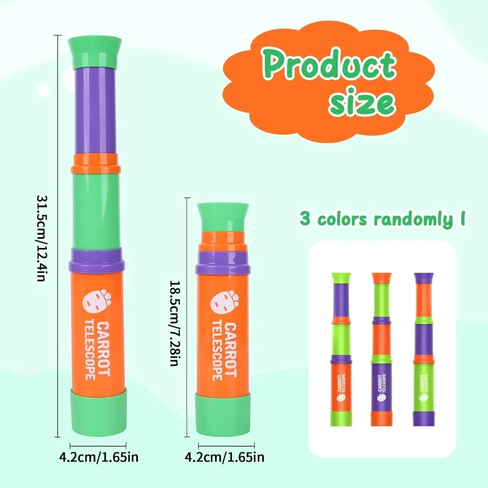 Radish Telescope 8x Telescope Retractable Monocular 3-section Length Free Adjustment Carrot Telescope Gifts for Kids Boys Girls