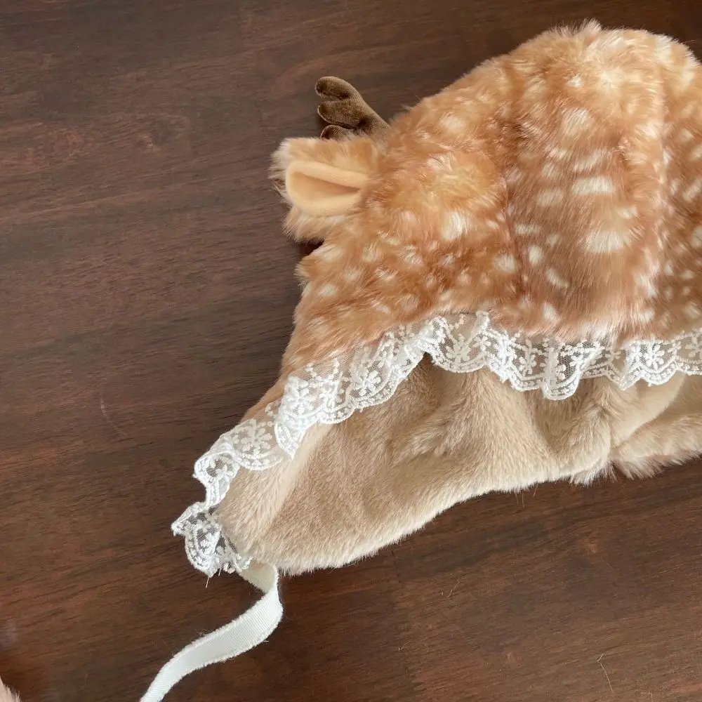 Faux Fur Lace Winter Hat Leg Warmers Performance Costume Reindeer Furry Boots Socks Cover Cosplay Costume Thicken