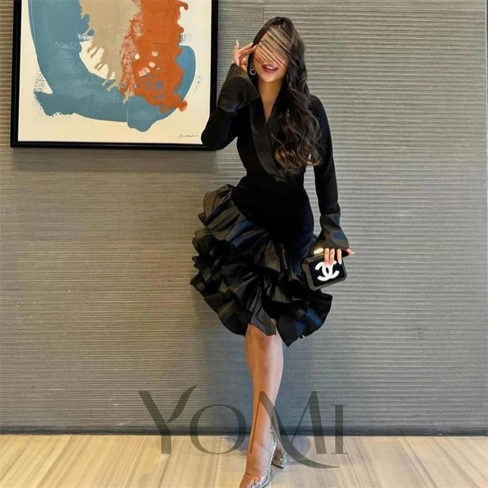 

YoMi Evening Dresses A-Line V Neck Creap Customize Mid Wedding Prom Dresses for Special Occasions Formal New in Dresses
