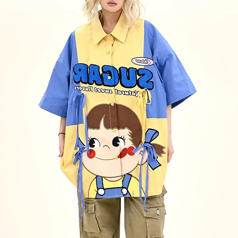 

Summer Casual Men's Short Sleeve Shirt Large Size 300 Pounds 2026 Lazy Style Splice Color Block Loose Fit Polyester Top