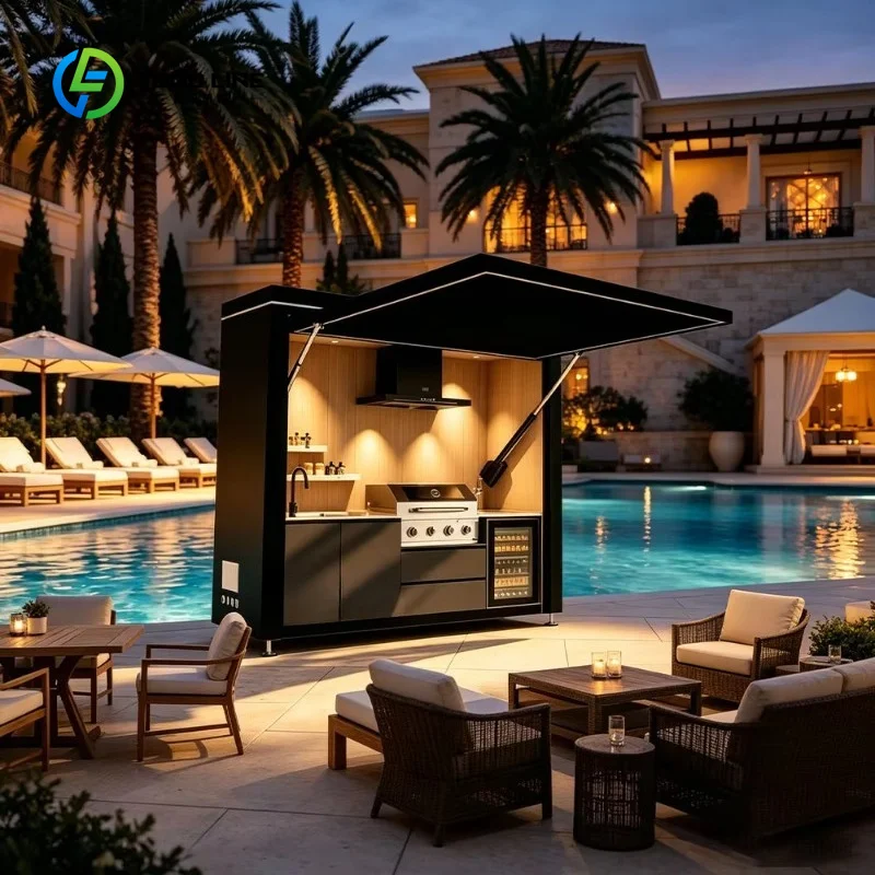 Customized Luxury Designs Bbq Grill Garden Outdoor Camping Kitchen Modular Outdoor Stainless Steel Kitchen Cabinet
